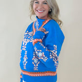 Sapphire Medallion Knit Sweater - Jessi Jayne Boutique