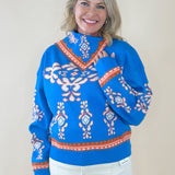 Sapphire Medallion Knit Sweater - Jessi Jayne Boutique