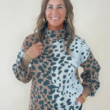 Wild Mosaic Mock Neck Sweater - Jessi Jayne Boutique
