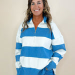 Weekend Sideline Striped Half - Zip Pullover - Jessi Jayne Boutique