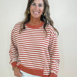 Toasty Stripe Contrast Top - Jessi Jayne Boutique