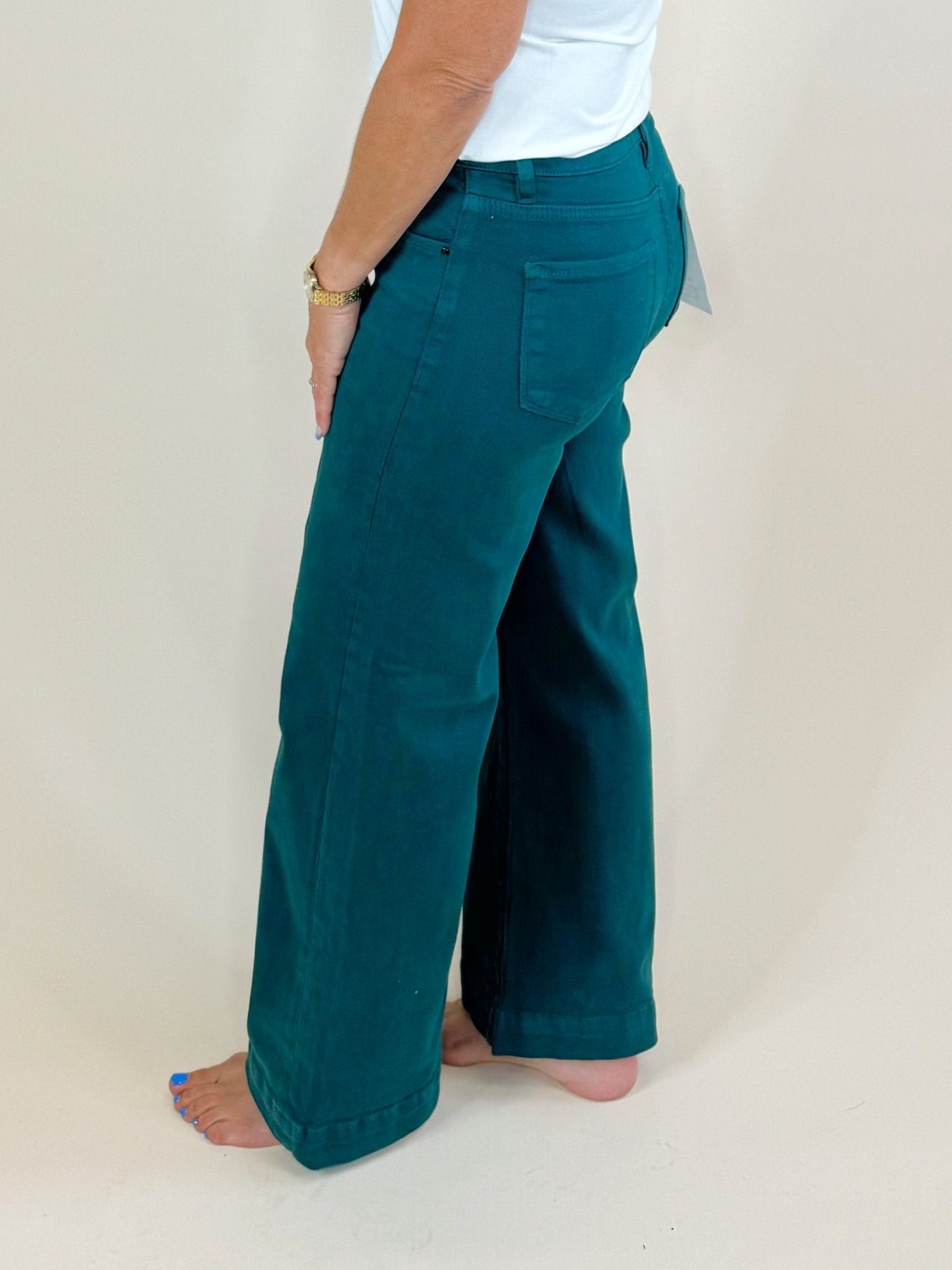 Deep Forest Green High Rise Crop Pants - Jessi Jayne Boutique