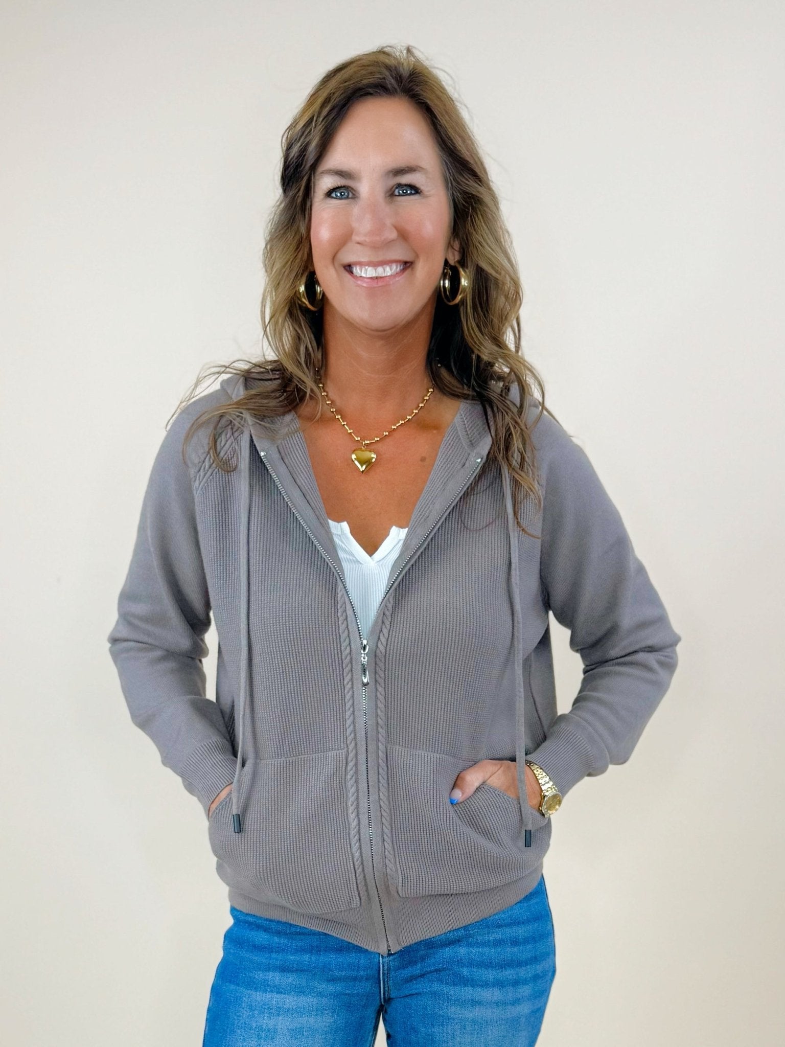 Latte Love Zip Up Sweater Hoodie - Jessi Jayne Boutique