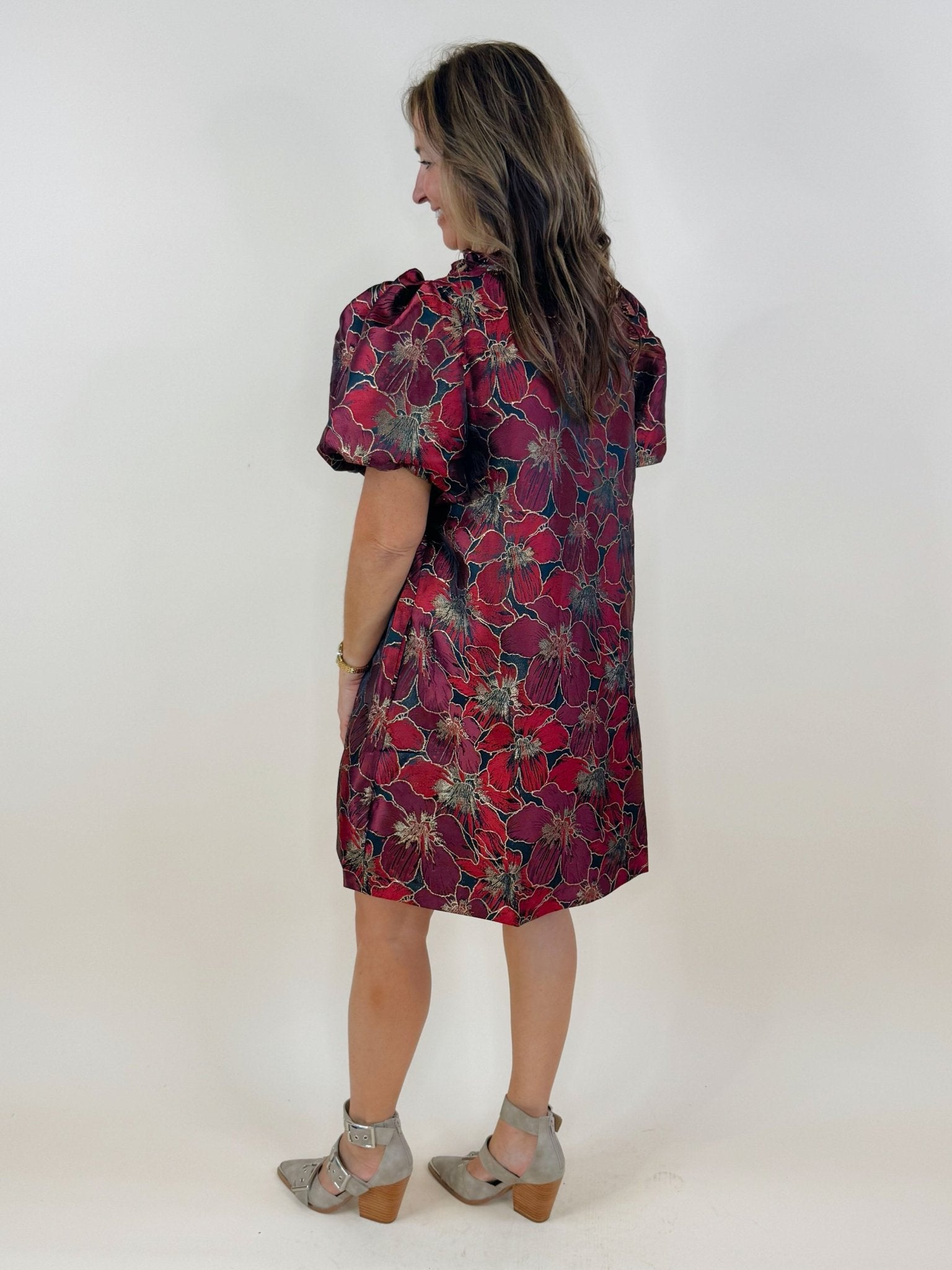 Vienna Floral Jacquard Event Dress - Jessi Jayne Boutique