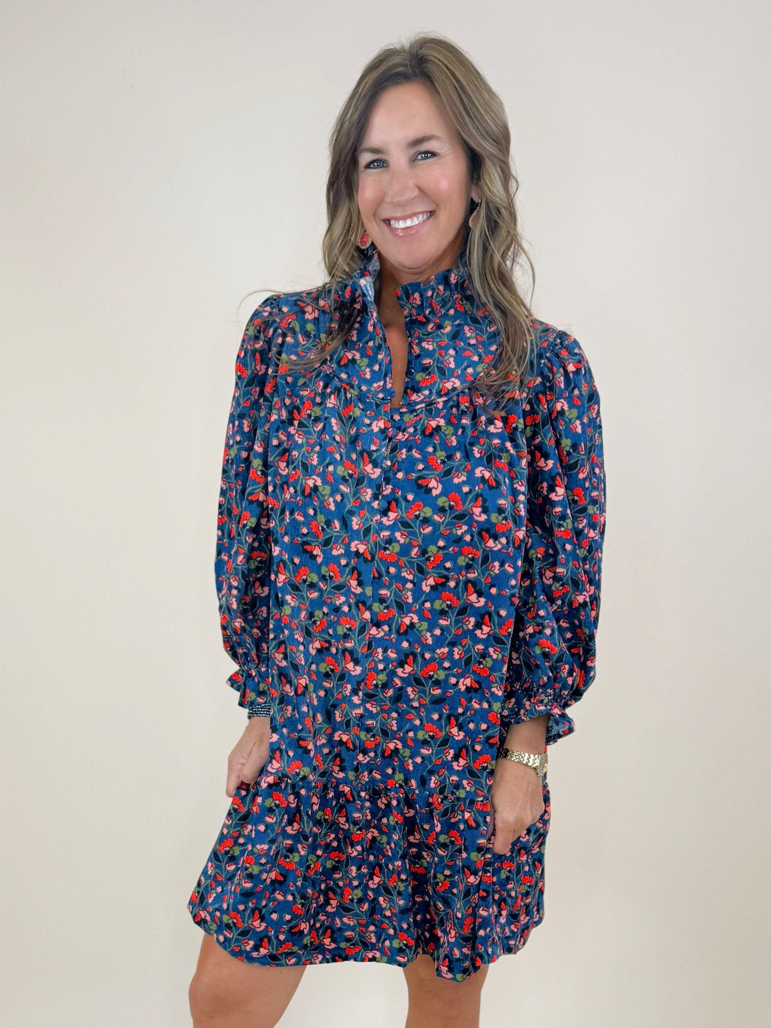 Midnight Petals Corduroy Dress - Jessi Jayne Boutique