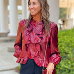 Camille Ruffle Detail Blouse - Jessi Jayne Boutique