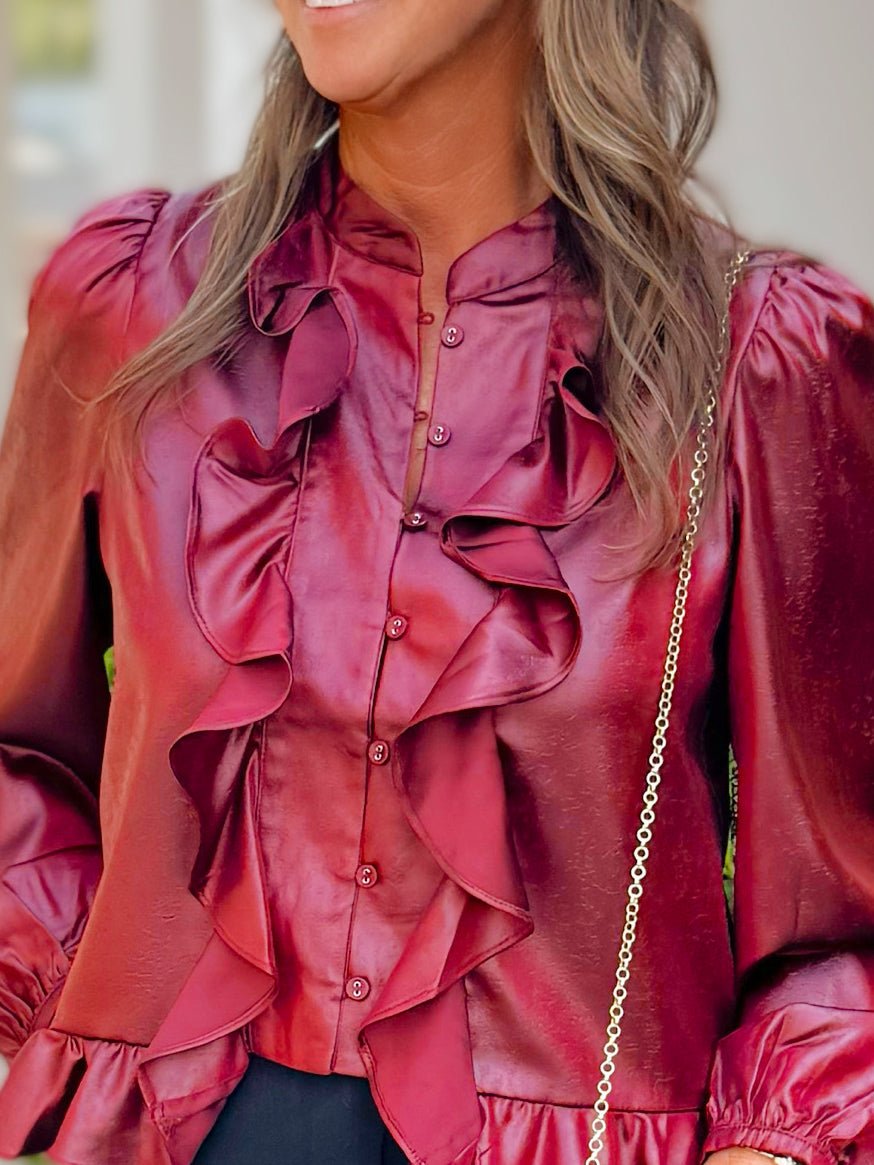 Camille Ruffle Detail Blouse - Jessi Jayne Boutique