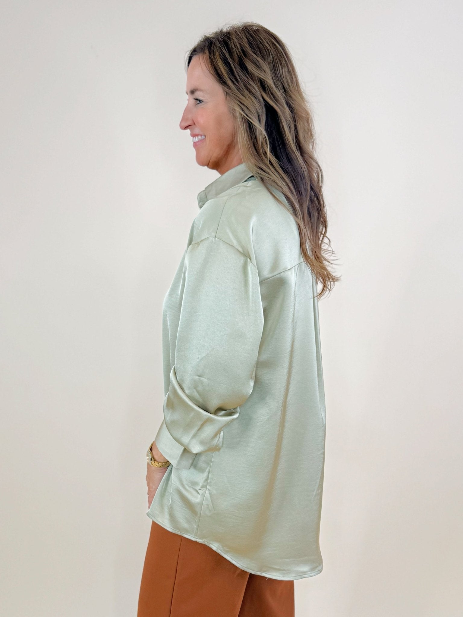 Savannah Satin Lapel Shirt - Jessi Jayne Boutique