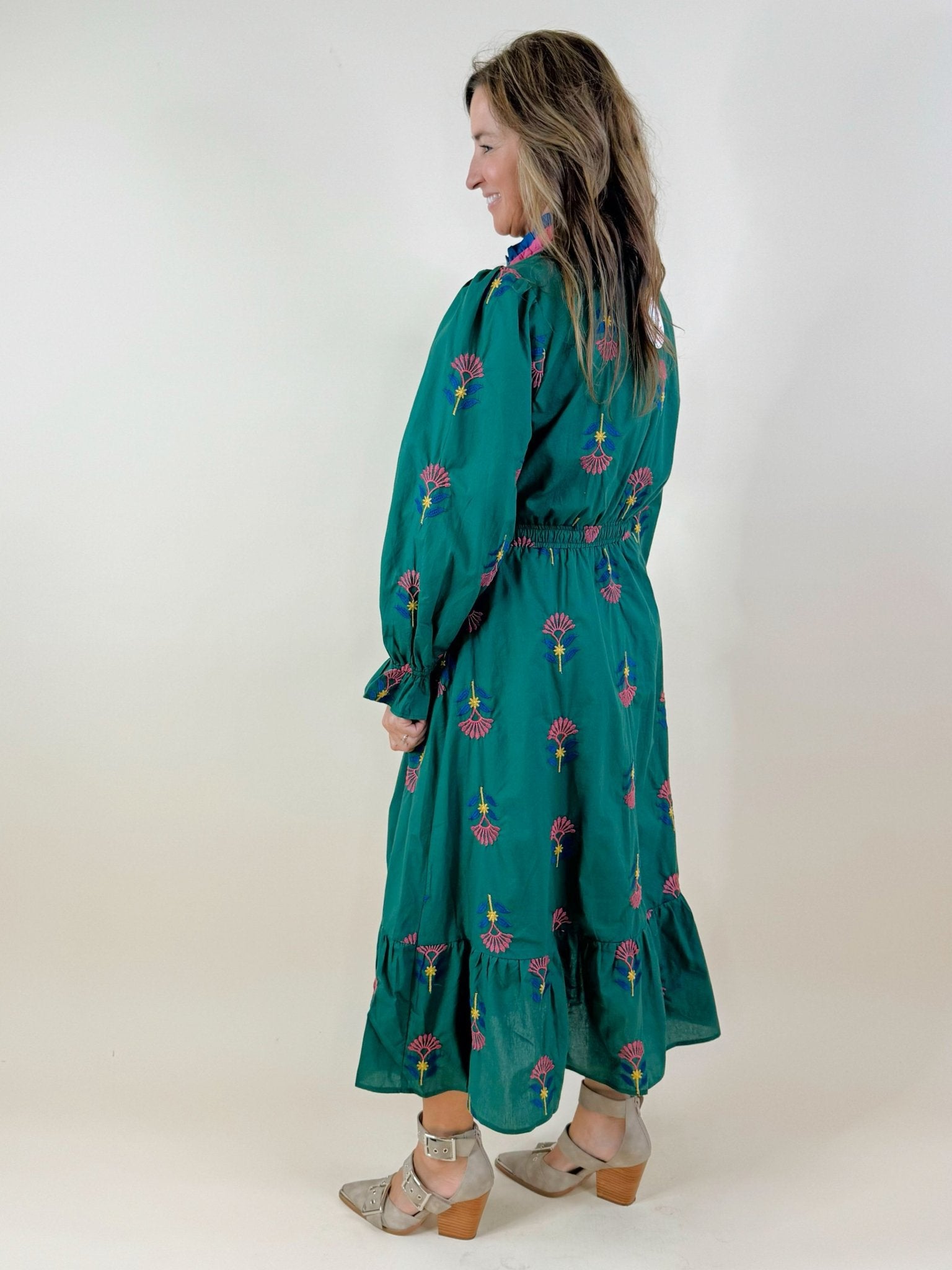 Forest Fairytale Embroidered Midi Dress - Jessi Jayne Boutique