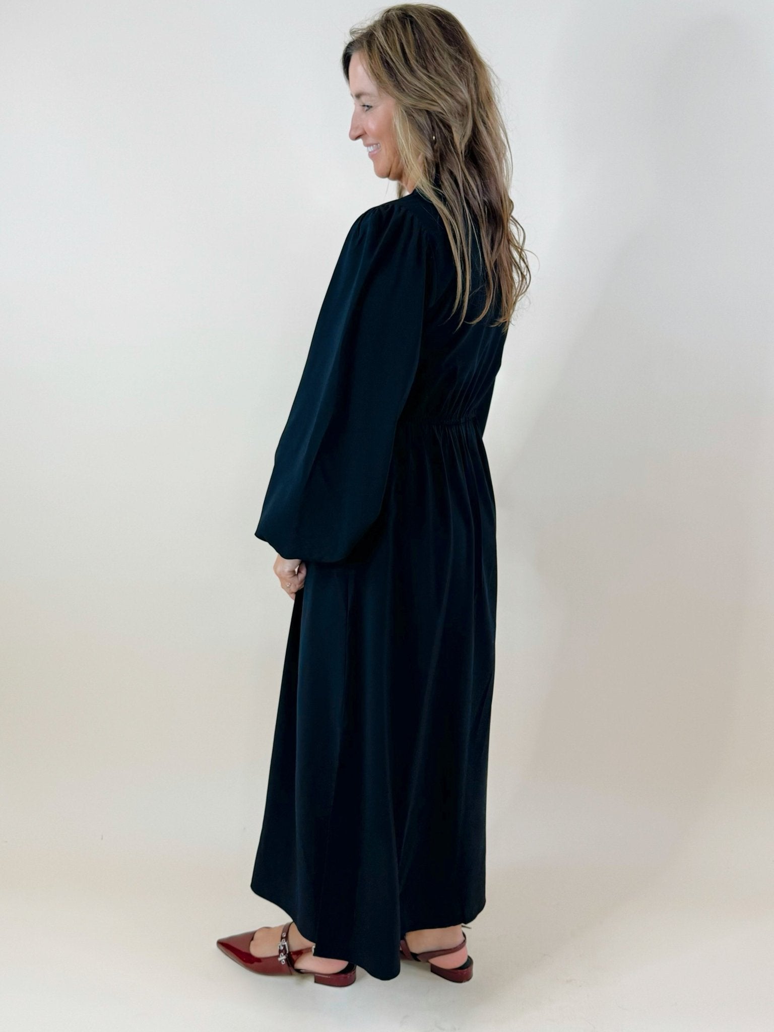 Midnight Grace Side - Slit Midi Dress - Jessi Jayne Boutique