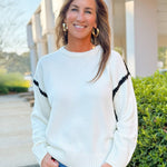 Contrast Trim Knit Sweater - Jessi Jayne Boutique