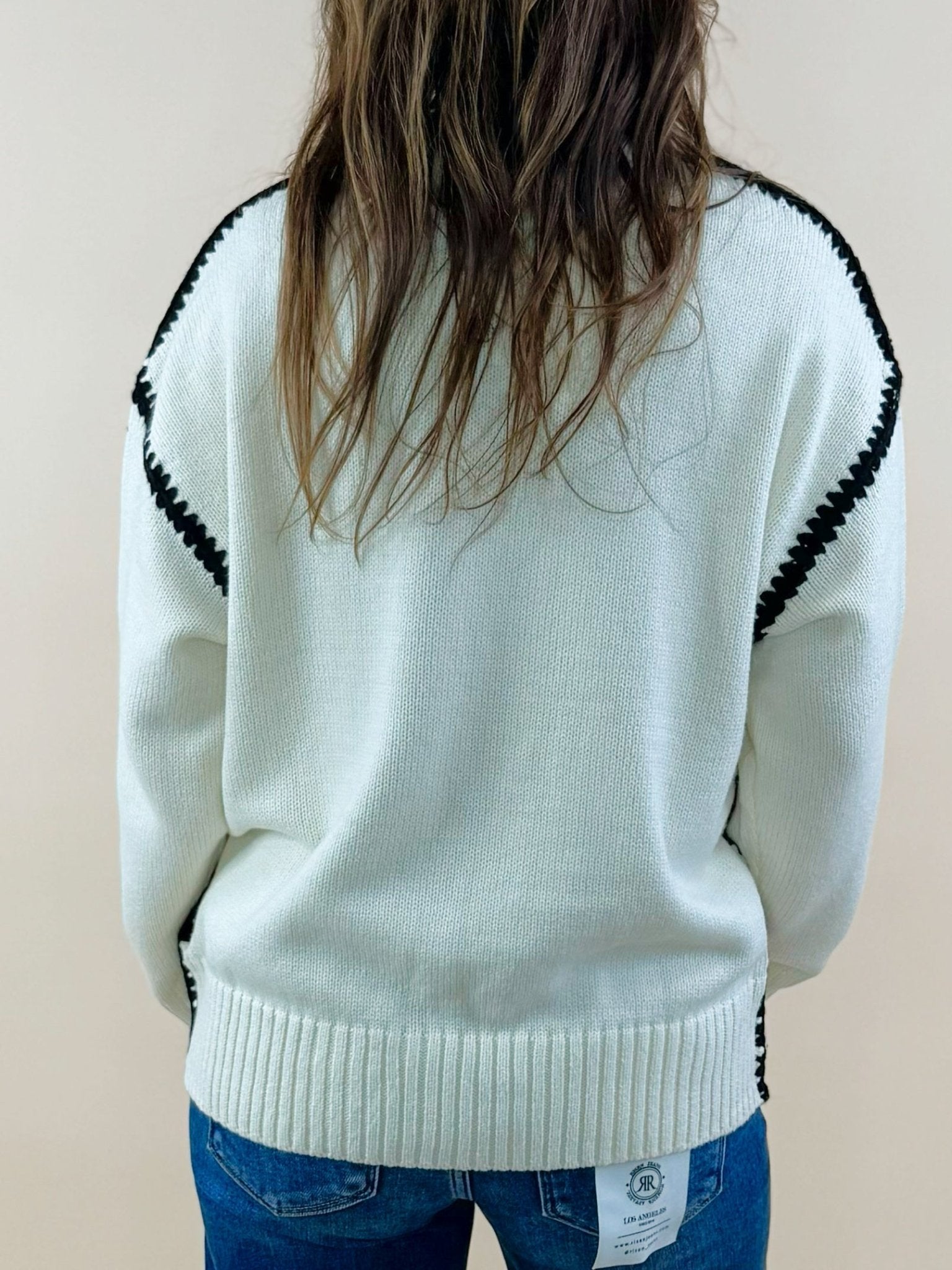 Contrast Trim Knit Sweater - Jessi Jayne Boutique