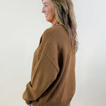 Chestnut Contrast Stitch Pullover - Jessi Jayne Boutique