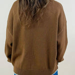Chestnut Contrast Stitch Pullover - Jessi Jayne Boutique