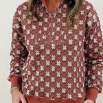 Rustic Snowfall Jacquard Quarter - Zip Pullover - Jessi Jayne Boutique