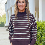 Chestnut Stripes Knit Pullover - Jessi Jayne Boutique