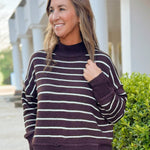 Chestnut Stripes Knit Pullover - Jessi Jayne Boutique