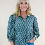 Garden Stripe Half Zip Top - Jessi Jayne Boutique