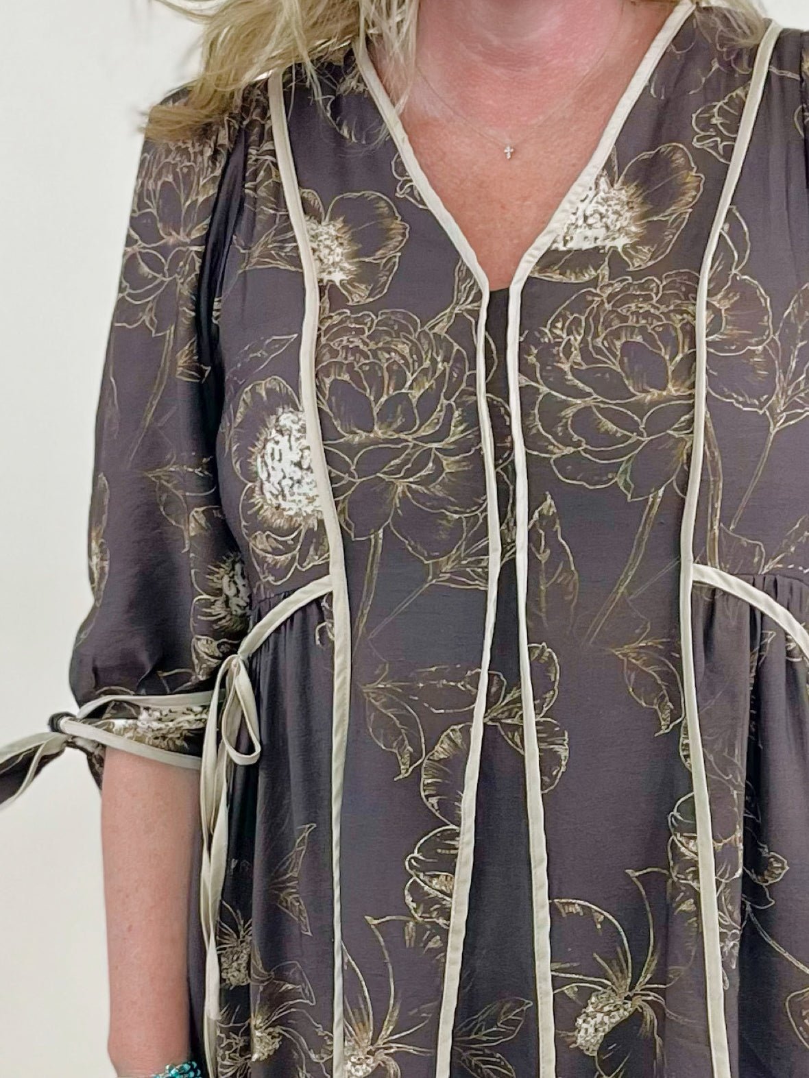 Mocha Botanical Midi Dress - Jessi Jayne Boutique