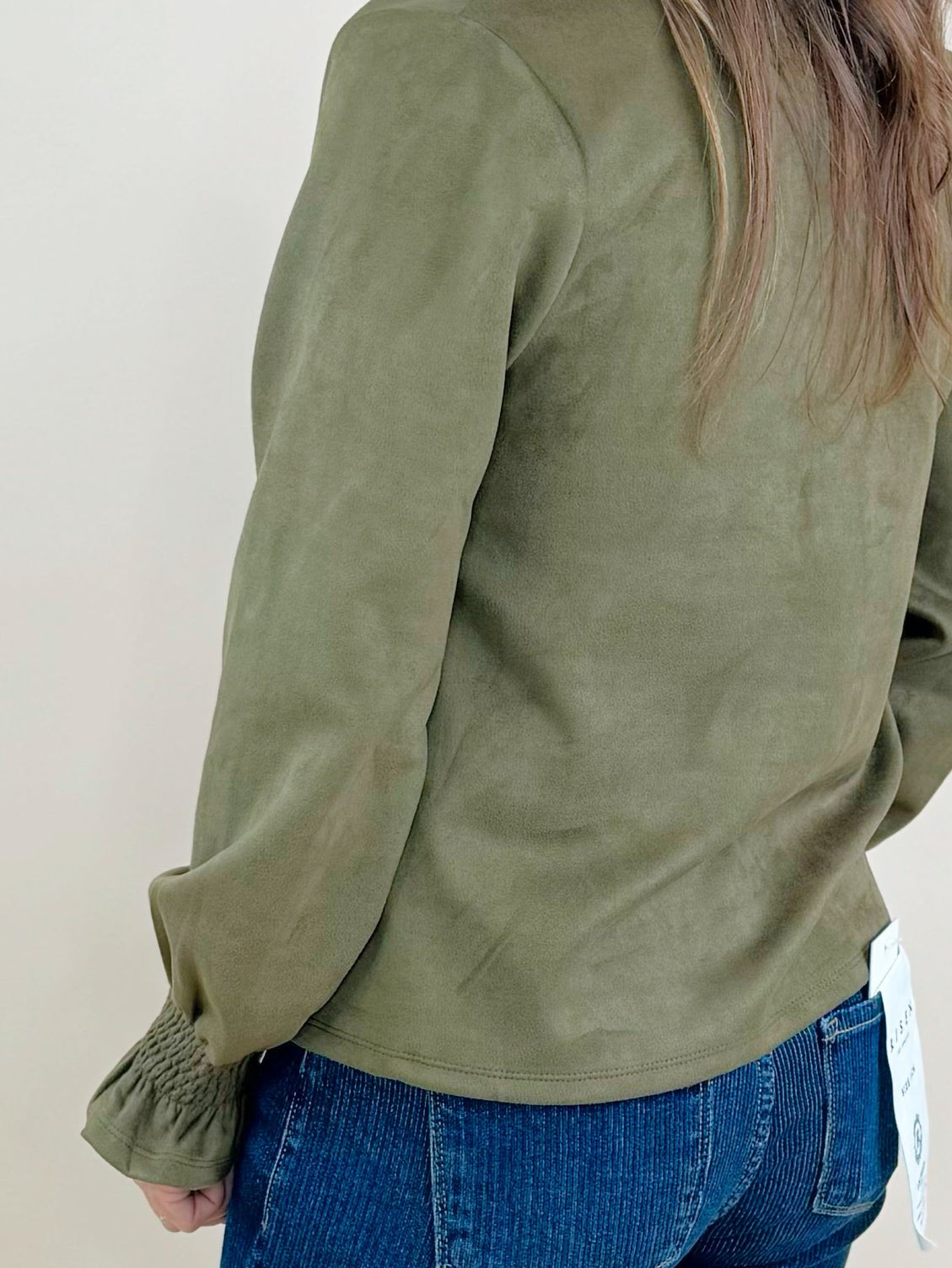 Olive Luxe Suede V - Neck Blouse - Jessi Jayne Boutique