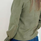 Olive Luxe Suede V - Neck Blouse - Jessi Jayne Boutique