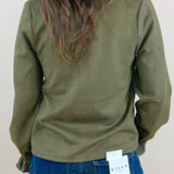 Olive Luxe Suede V - Neck Blouse - Jessi Jayne Boutique