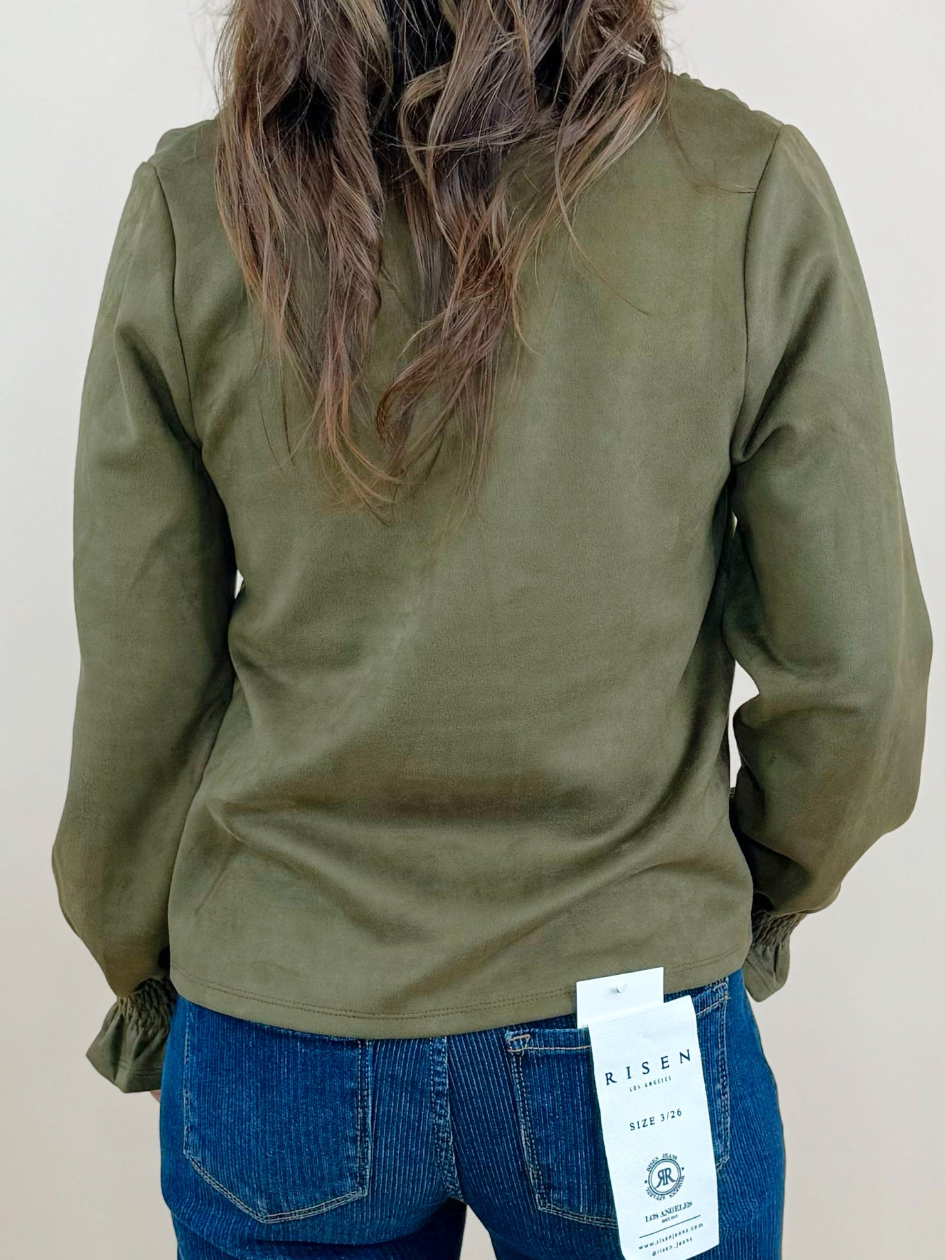 Olive Luxe Suede V - Neck Blouse - Jessi Jayne Boutique