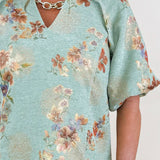 Shimmering Petals Jacquard Puff Sleeve Dress - Jessi Jayne Boutique