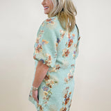 Shimmering Petals Jacquard Puff Sleeve Dress - Jessi Jayne Boutique