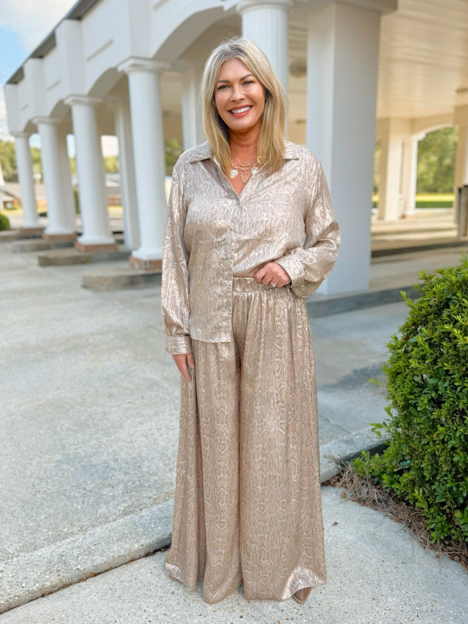 Desert Viper Snake Print Wide Leg Pants - Jessi Jayne Boutique