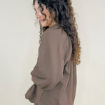 Vivienne Brown Textured V - Neck Blouse - Jessi Jayne Boutique