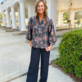 Enchanted Noir Floral Jacquard Blouse - Jessi Jayne Boutique