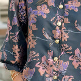 Enchanted Noir Floral Jacquard Blouse - Jessi Jayne Boutique
