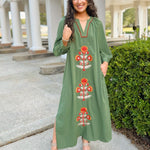 Olive Bloom Embroidered Dress - Jessi Jayne Boutique