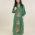 Olive Bloom Embroidered Dress - Jessi Jayne Boutique
