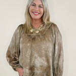 Crinkle Brocade Long Sleeve Blouse - Jessi Jayne Boutique