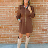 Espresso Zipper Detail Mini Dress - Jessi Jayne Boutique