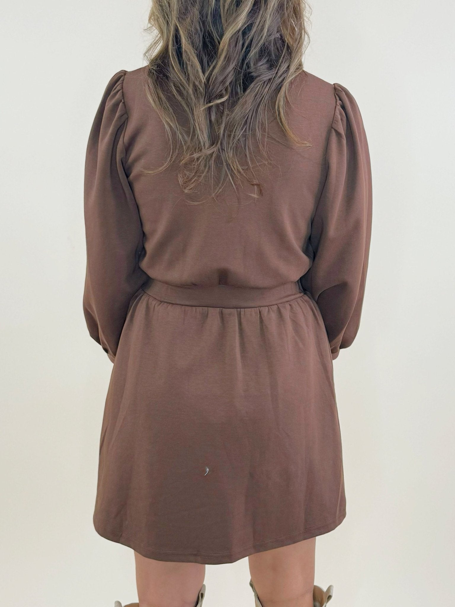 Espresso Zipper Detail Mini Dress - Jessi Jayne Boutique