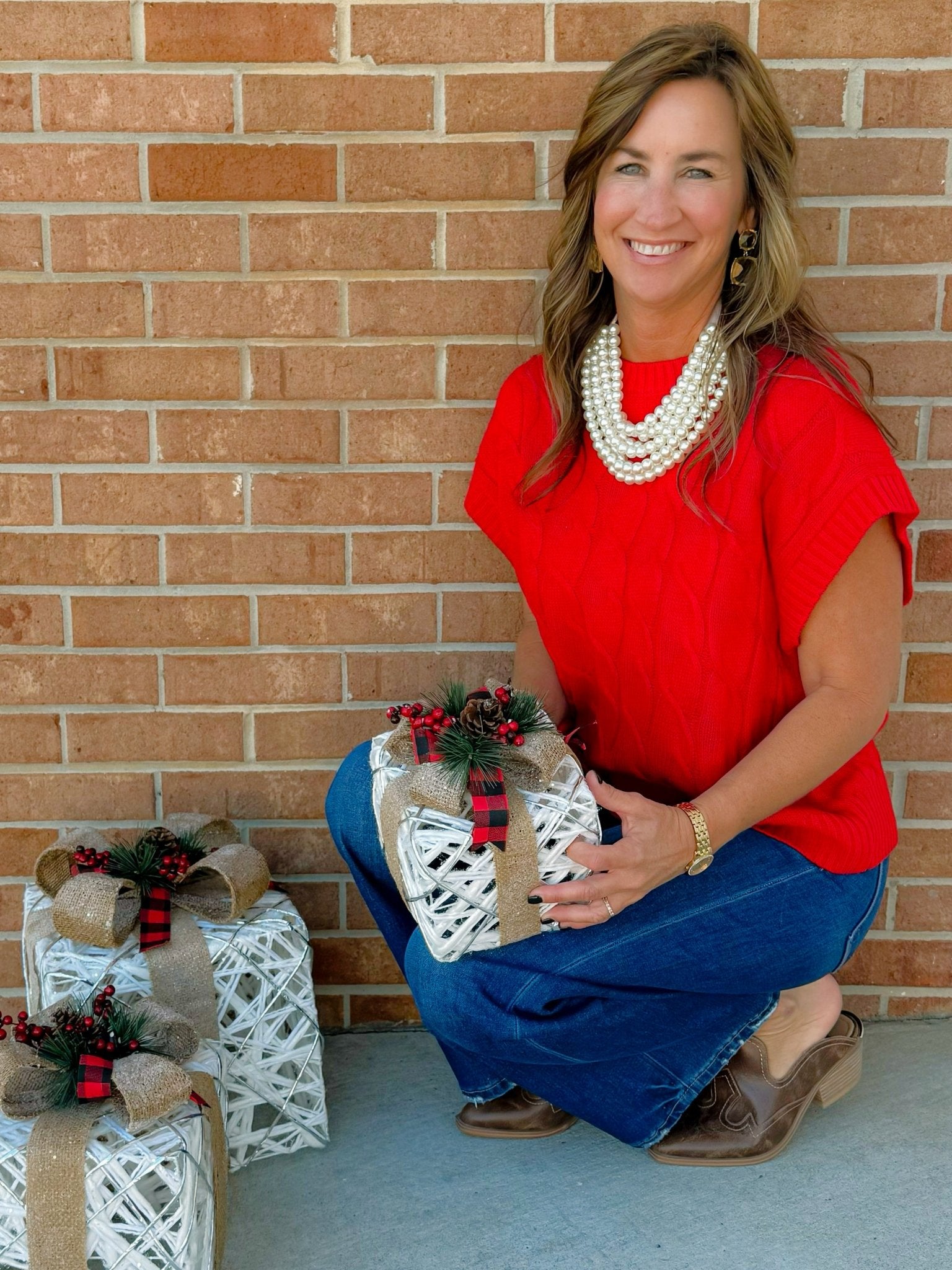Red Hot Cable Knit Vest - Jessi Jayne Boutique