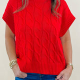 Red Hot Cable Knit Vest - Jessi Jayne Boutique