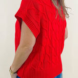 Red Hot Cable Knit Vest - Jessi Jayne Boutique