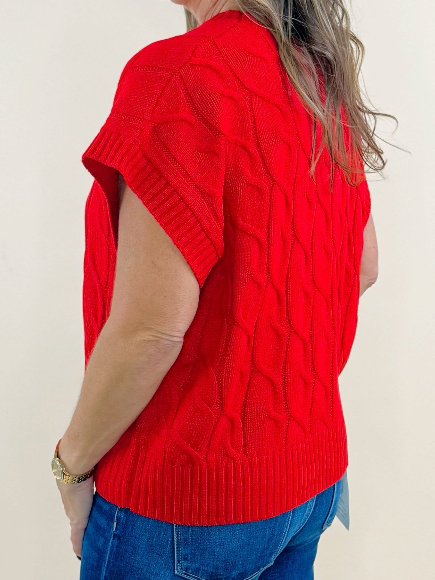 Red Hot Cable Knit Vest - Jessi Jayne Boutique