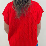 Red Hot Cable Knit Vest - Jessi Jayne Boutique