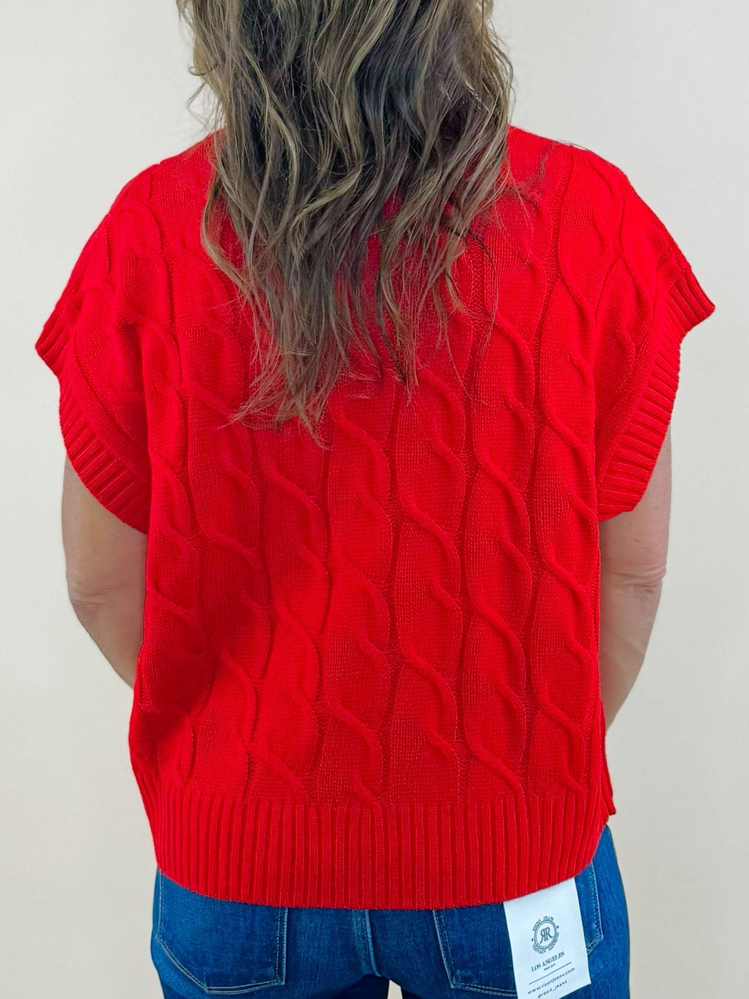 Red Hot Cable Knit Vest - Jessi Jayne Boutique