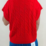 Red Hot Cable Knit Vest - Jessi Jayne Boutique