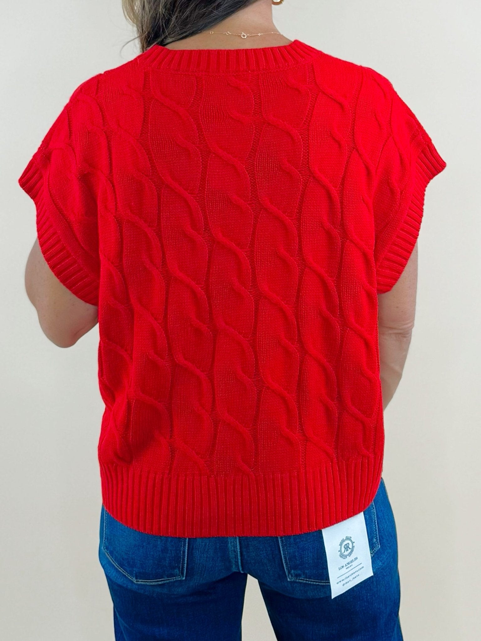 Red Hot Cable Knit Vest - Jessi Jayne Boutique
