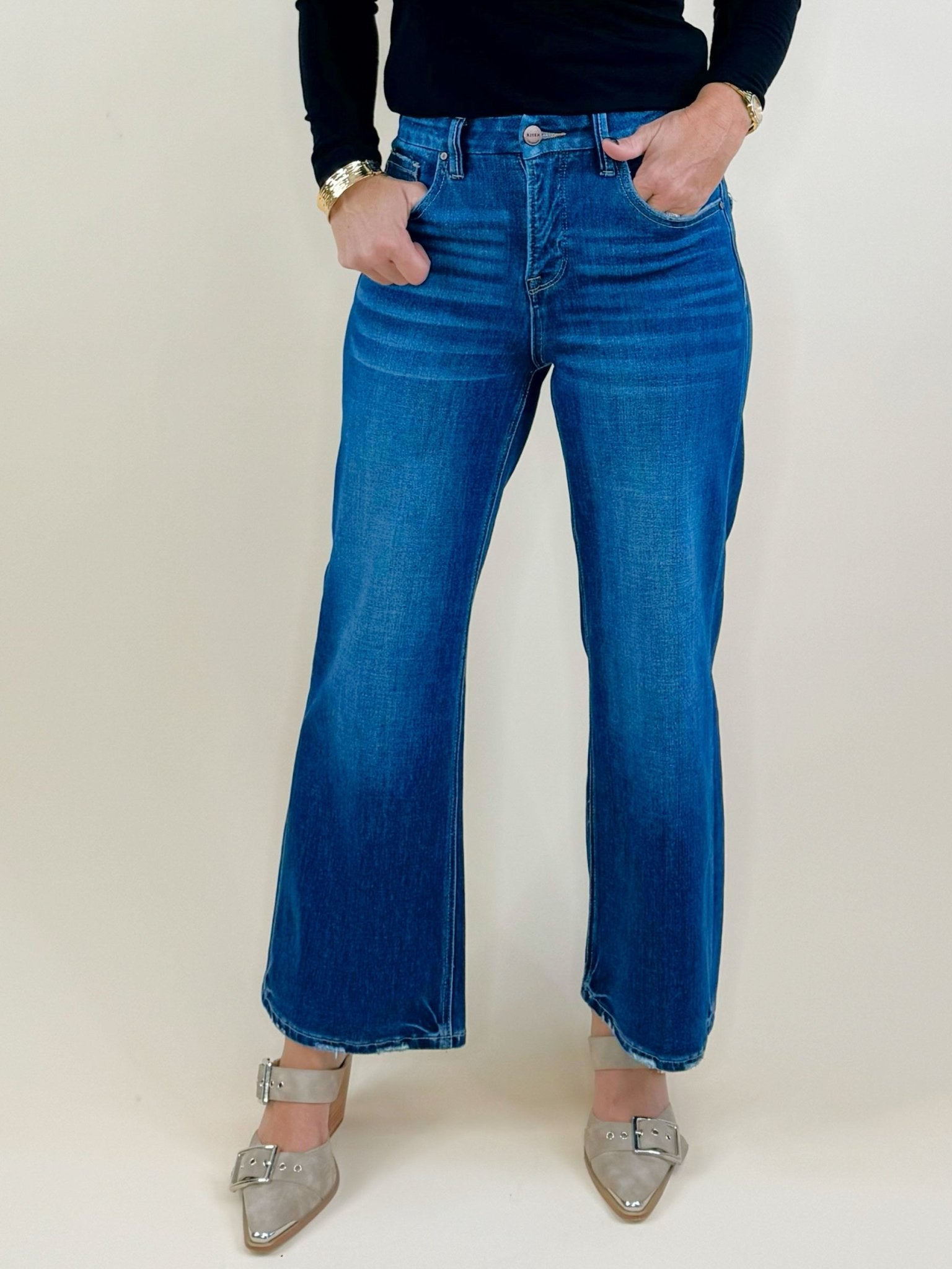 Risen Classic Crop Wide Leg Jeans - Jessi Jayne Boutique