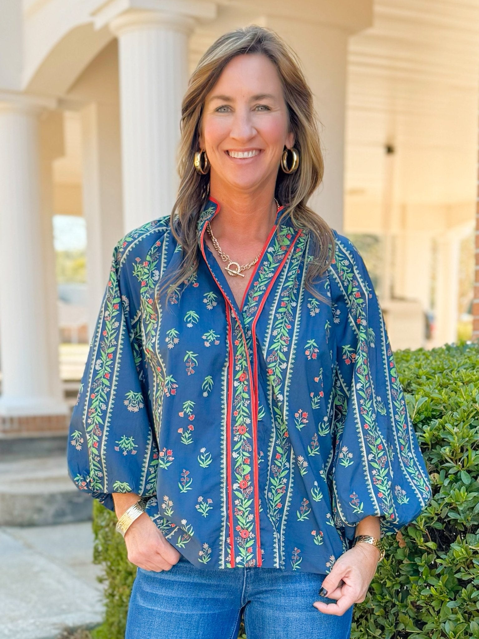Floral Evergreen Boho Blouse - Jessi Jayne Boutique