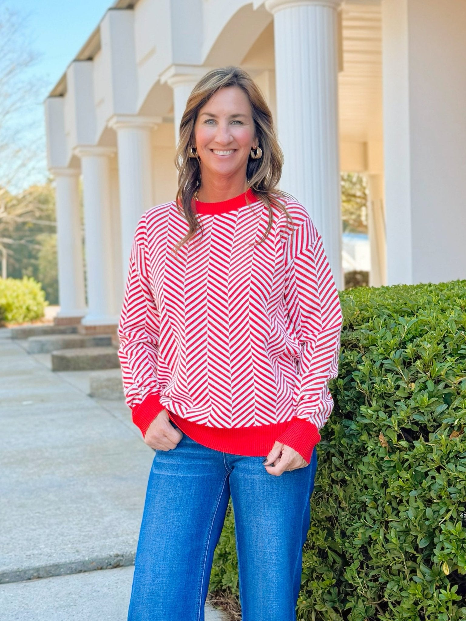 Candy Stripe Crew Sweater - Jessi Jayne Boutique
