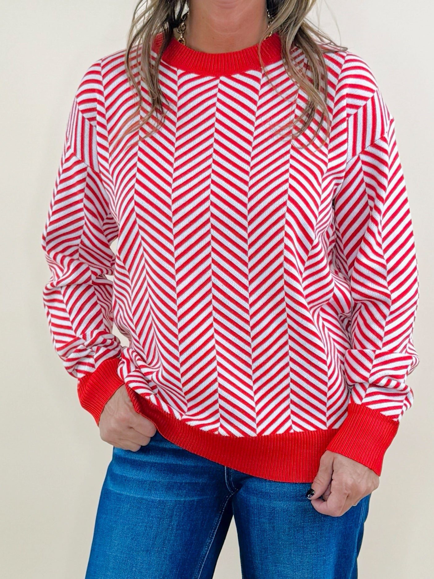 Candy Stripe Crew Sweater - Jessi Jayne Boutique